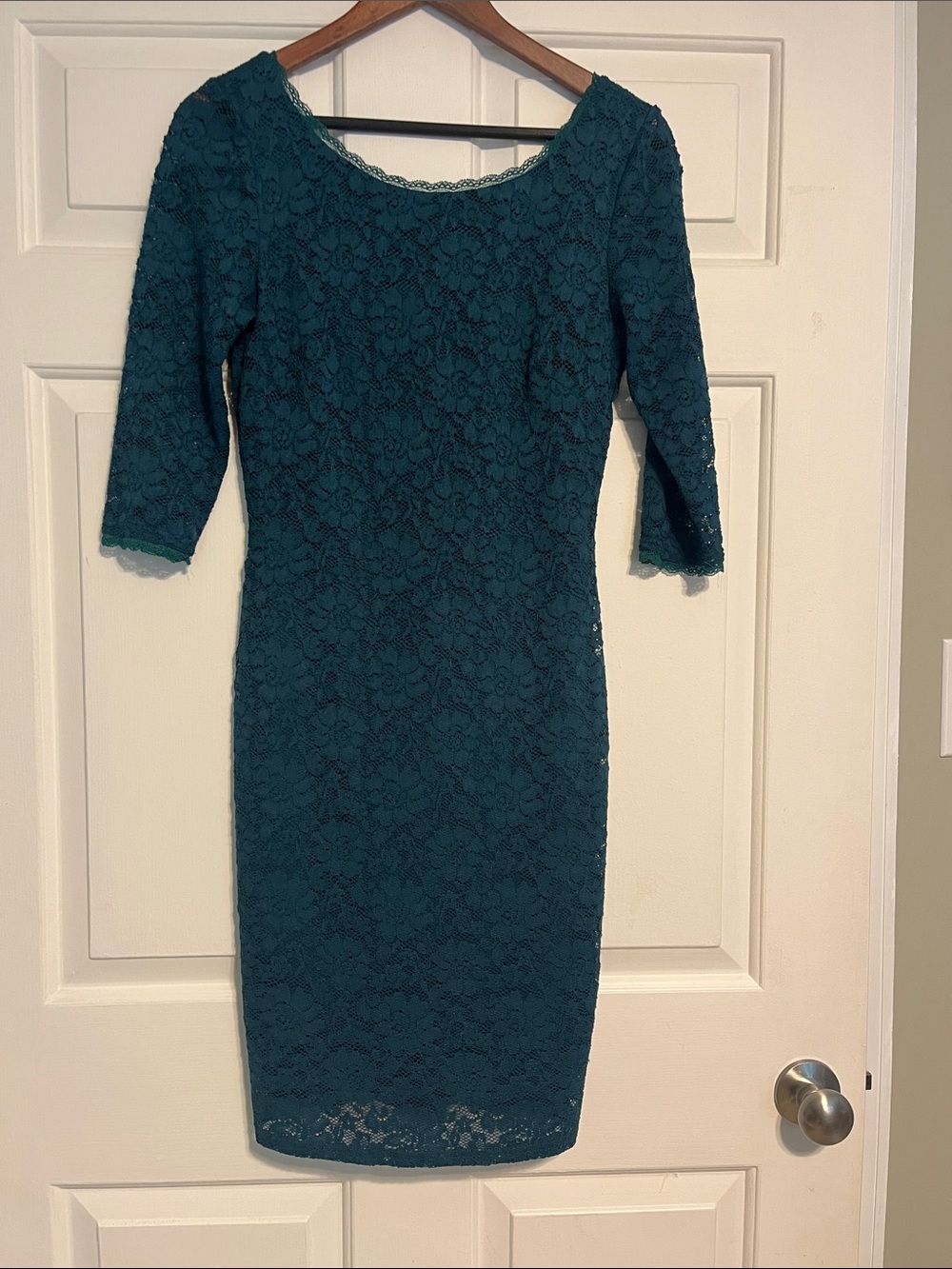 Laundry By Shelli Segal Teal Lace Midi Dress
